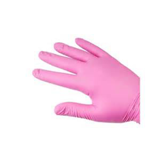 Obrazek Rękawiczki nitrylowe bezpudrowe różowe L Rękawice collagenm i alantoiną L 100 sztuk