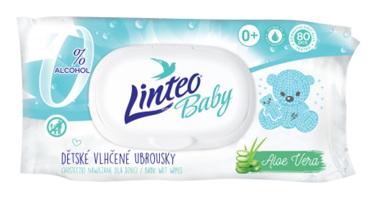 Obrazek Chusteczki nawilżające dla dzieci LINTEO BABY Pure&fresh aloe vera 80 sztuk Chusteczki nawilżane 80 szt.