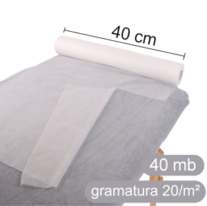 Obrazek Prześcieradło jednorazowe włókninowe 40x40m z perforacją co 50cm. Podkład z włókniny 40 cm 40 m Gramatura 20
