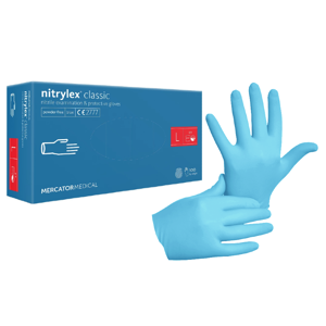 Obrazek RĘKAWICZKI nitrylowe niebieskie L 100 szt. NITRYLEX CLASSIC MERCATOR
