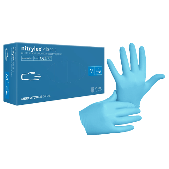 Obrazek RĘKAWICZKI nitrylowe niebieskie M 100 szt. NITRYLEX CLASSIC MERCATOR