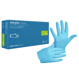 Obrazek RĘKAWICZKI nitrylowe niebieskie S 100 szt. NITRYLEX CLASSIC MERCATOR