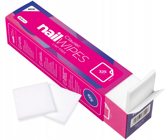 Obrazek Waciki bezpyłowe 5x5 cm Clavier Nail Wipes 325 szt.