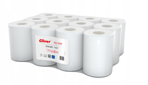 Obrazek Ręcznik papierowy z makulatury biały Ręczniki papierowe z makulatury Cliver R65/1 12 rolek 19,2cm x 65m