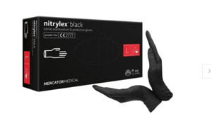 Obrazek Rękawice RĘKAWICZKI nitrylowe czarne L 100 szt. NITRYLEX BLACK MERCATOR