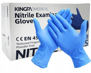 Obrazek Rękawiczki nitrylowe KINGFA niebieskie 100szt r. M Rękawice medyczne nitrylowe M