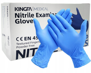 Obrazek Rękawiczki nitrylowe KINGFA niebieskie 100szt r. S Rękawice medyczne nitrylowe S