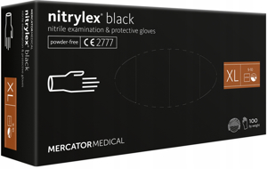 Obrazek RĘKAWICZKI nitrylowe bezpudrowe czarne XL 100 szt. NITRYLEX BLACK MERCATOR XL 100 szt.