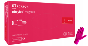 Obrazek Rękawice RĘKAWICZKI nitrylowe różowe L 100 szt. NITRYLEX MAGENTA MERCATOR