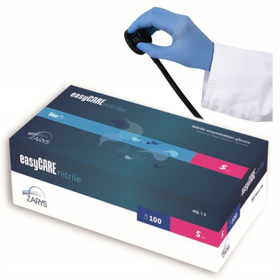 Obrazek Rękawiczki nitrylowe NIEBIESKIE EASYCARE ZARYS S 100 szt. Rękawice S 100 szt.