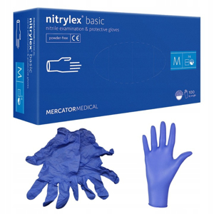Obrazek Rękawice RĘKAWICZKI nitrylowe fioletowe M 100 szt. NITRYLEX BASIC MERCATOR  M