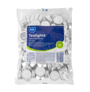 Obrazek PODGRZEWACZE TEA LIGHTS 4h 100 szt. ŚWIECZKI BEZZAPACHOWE 4h 100 szt.