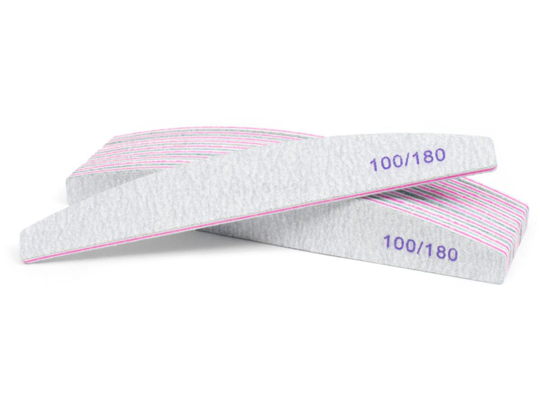 Obrazek PILNIK PILNICZEK ŁÓDKA DWUSTRONNY 100/180 10 SZT. Pilnik 100#180 Pilnik do paznokci ZEBRA Łódka 100/180 10 sztuk