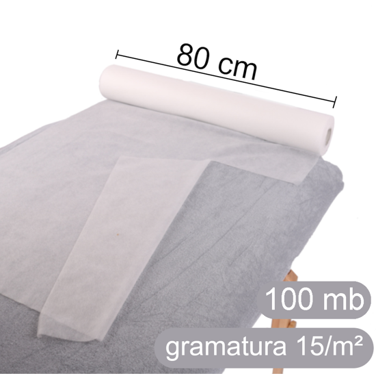 Obrazek Prześcieradło jednorazowe  włókninowe 80x100 m z perforacją co 39 cm Podkład jednorazowy z włókniny 80 cm / 100 m